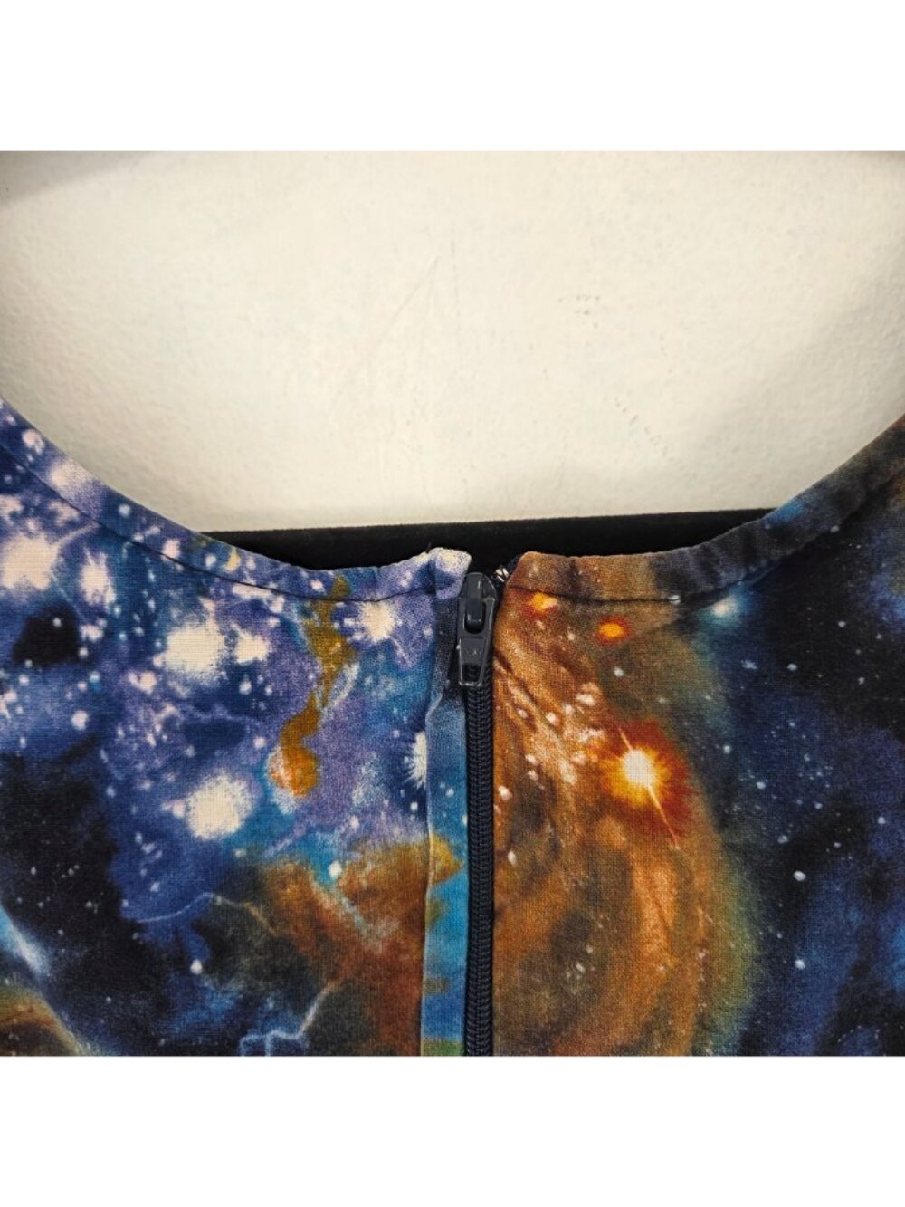 Modcloth Galaxy Print Fit and Flare Dress Blue Constellations Pinup Women's M - Picture 7 of 10